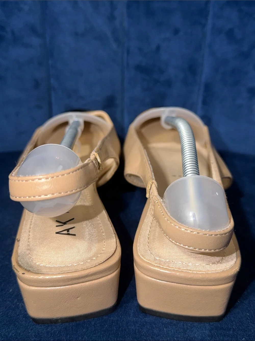 Anne Klein Beige Slingback Flats with Black Cap Toe Size 9.5